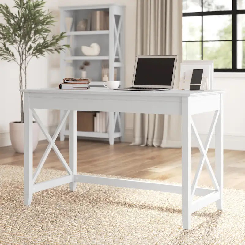 48W X-Pattern Writing Desk Coastal Farmhouse Style Multi-Finish