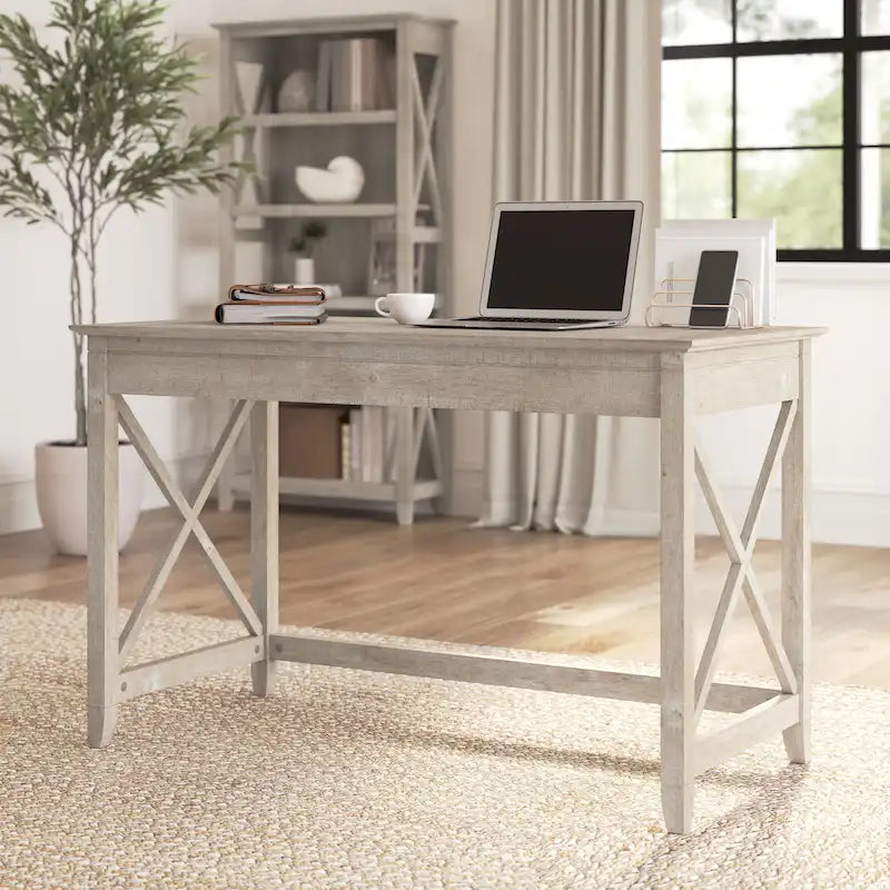48W X-Pattern Writing Desk Coastal Farmhouse Style Multi-Finish