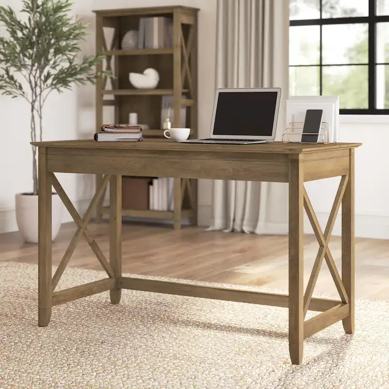 48W X-Pattern Writing Desk Coastal Farmhouse Style Multi-Finish