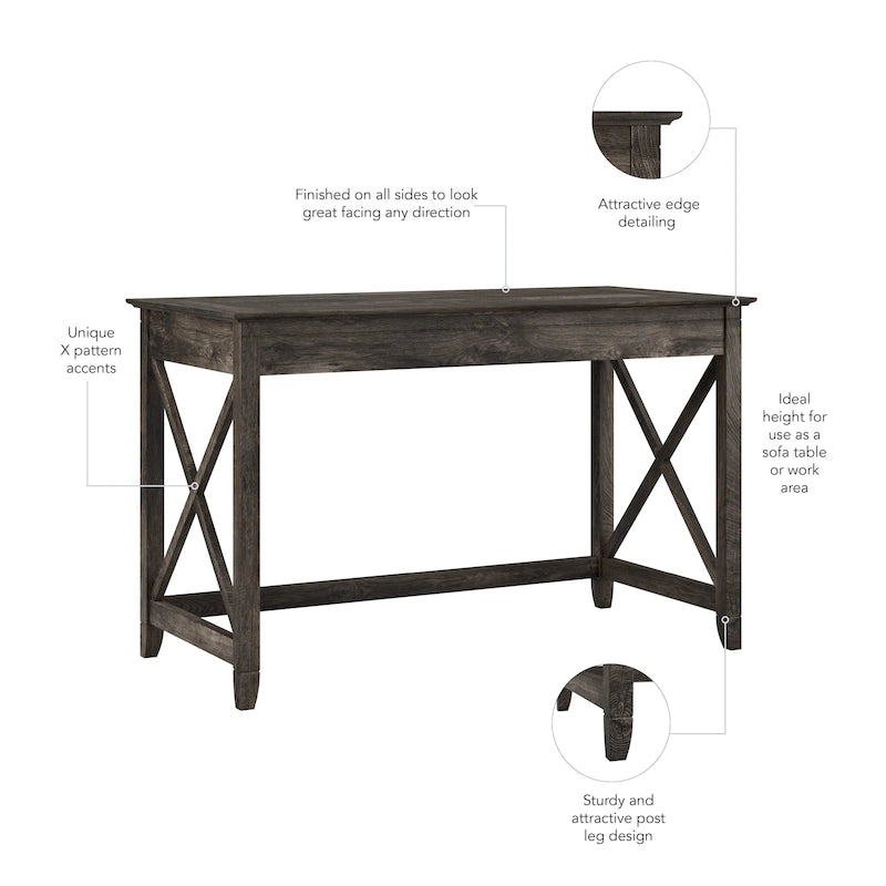 48W X-Pattern Writing Desk Coastal Farmhouse Style Multi-Finish