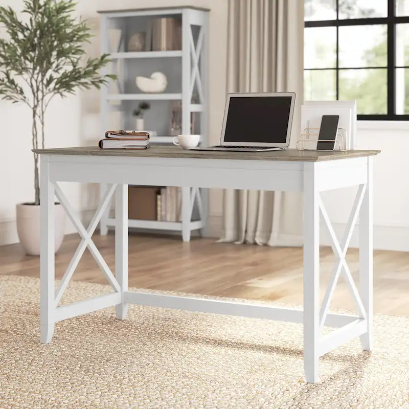 48W X-Pattern Writing Desk Coastal Farmhouse Style Multi-Finish