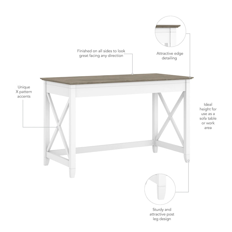 48W X-Pattern Writing Desk Coastal Farmhouse Style Multi-Finish