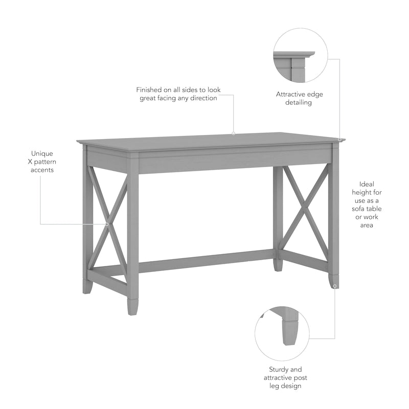 48W X-Pattern Writing Desk Coastal Farmhouse Style Multi-Finish