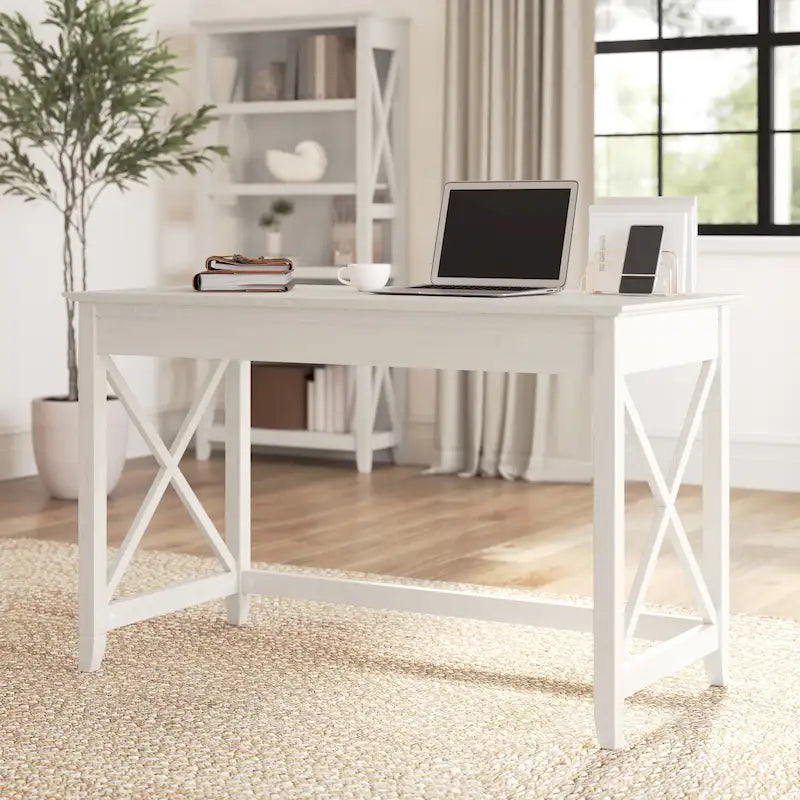 48W X-Pattern Writing Desk Coastal Farmhouse Style Multi-Finish
