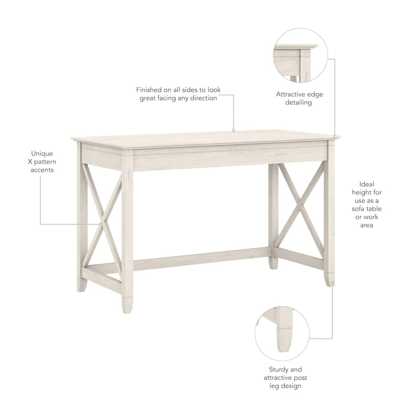 48W X-Pattern Writing Desk Coastal Farmhouse Style Multi-Finish