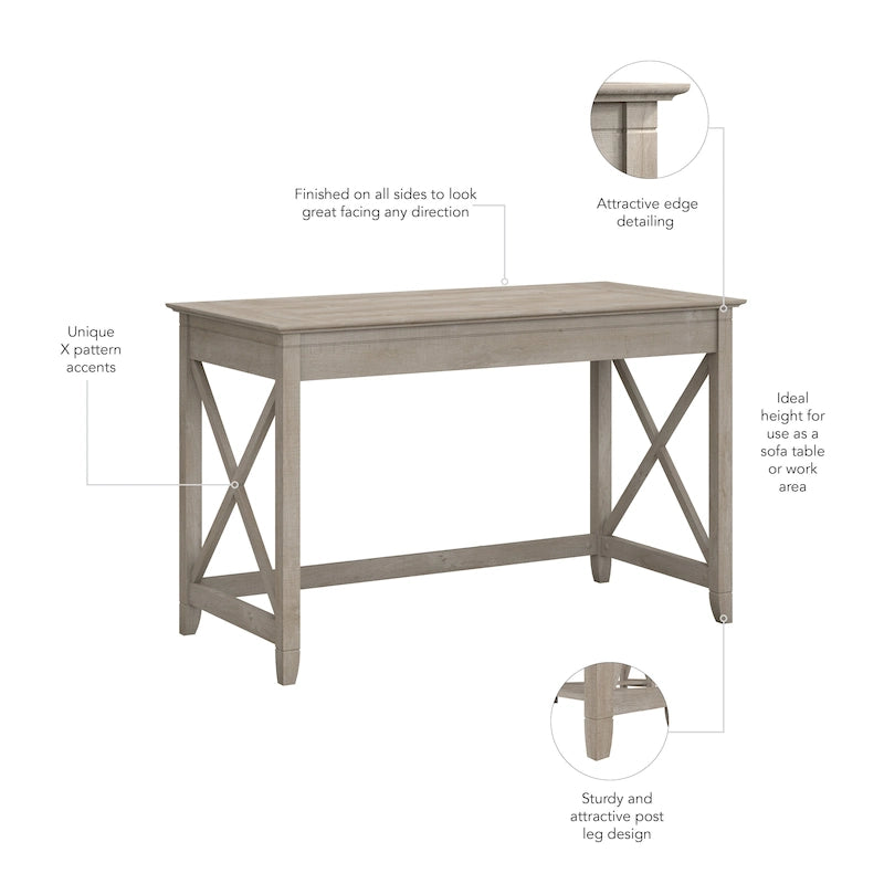 48W X-Pattern Writing Desk Coastal Farmhouse Style Multi-Finish