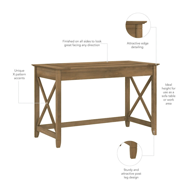 48W X-Pattern Writing Desk Coastal Farmhouse Style Multi-Finish
