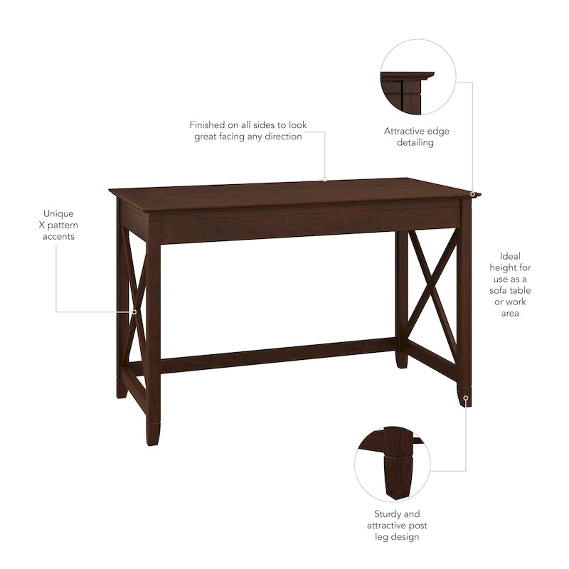 48W X-Pattern Writing Desk Coastal Farmhouse Style Multi-Finish