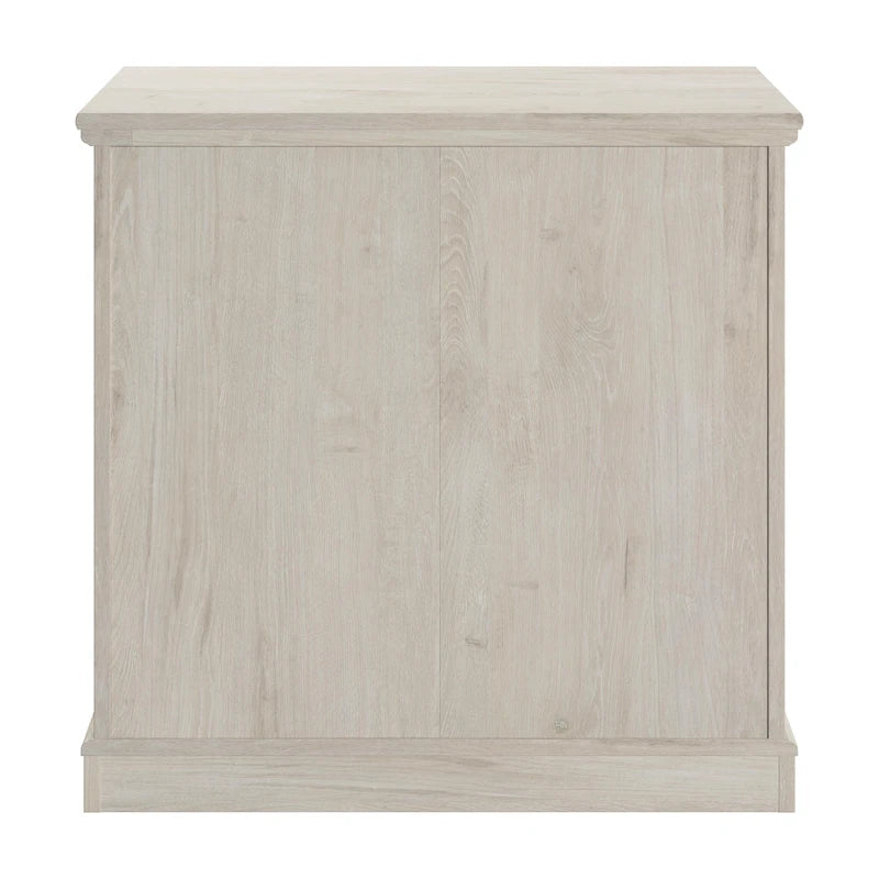 Farmhouse 2-Drawer Lateral File Cabinet with Glass Door and Shelves