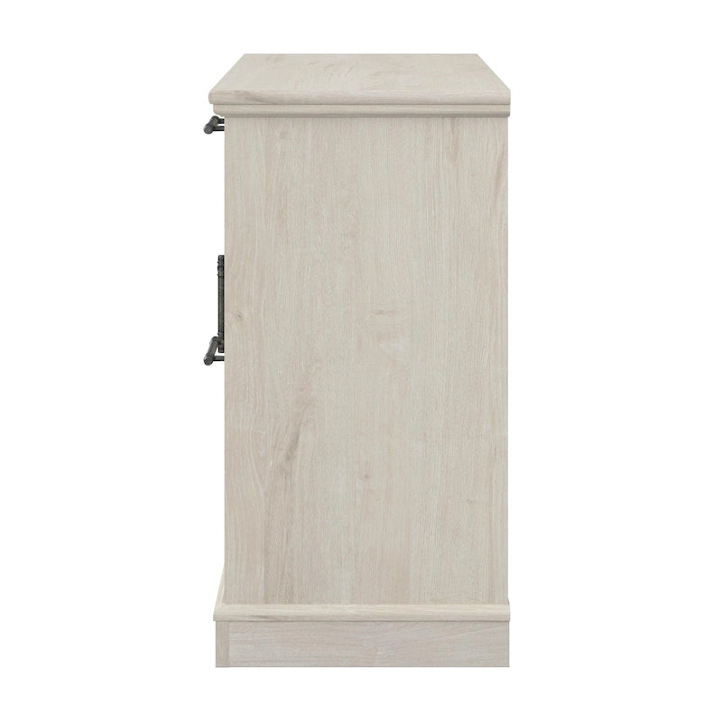 Farmhouse 2-Drawer Lateral File Cabinet with Glass Door and Shelves