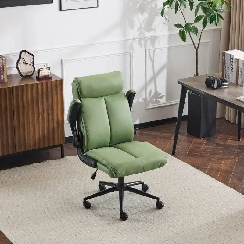Mid-Back Swivel Office Chair with Folding Armrests and Ergonomic Support