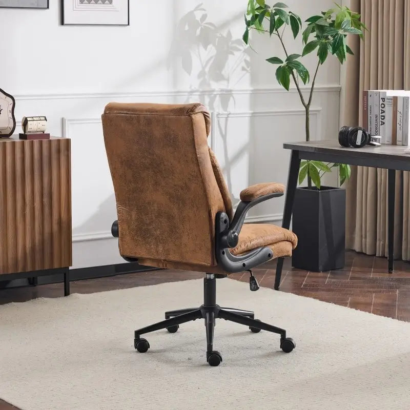 Mid-Back Swivel Office Chair with Folding Armrests and Ergonomic Support