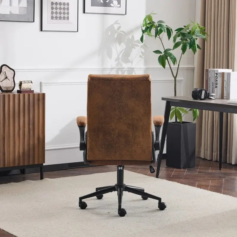 Mid-Back Swivel Office Chair with Folding Armrests and Ergonomic Support