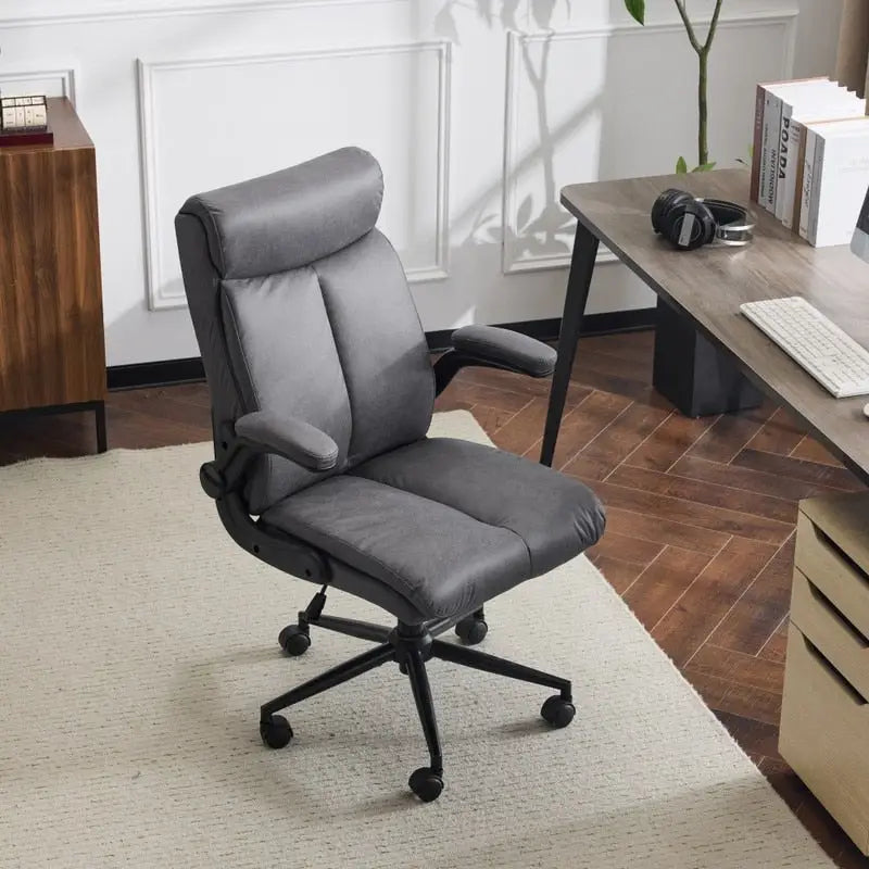 Mid-Back Swivel Office Chair with Folding Armrests and Ergonomic Support