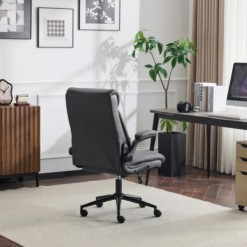 Mid-Back Swivel Office Chair with Folding Armrests and Ergonomic Support
