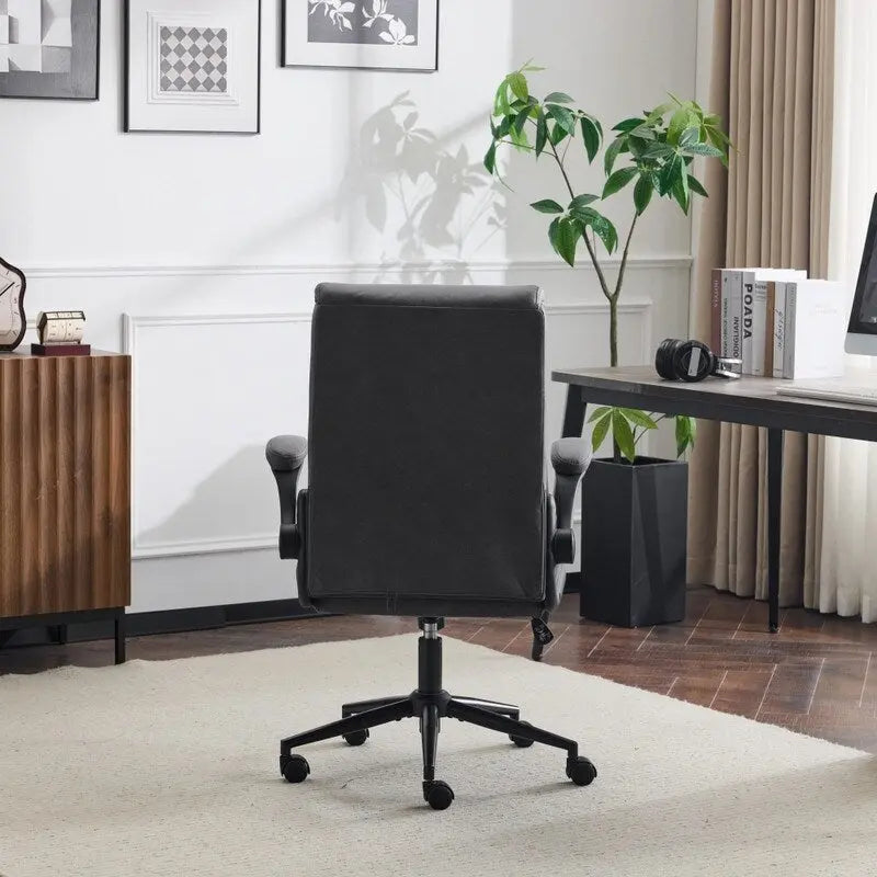 Mid-Back Swivel Office Chair with Folding Armrests and Ergonomic Support
