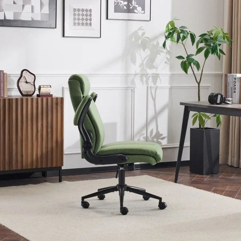 Mid-Back Swivel Office Chair with Folding Armrests and Ergonomic Support