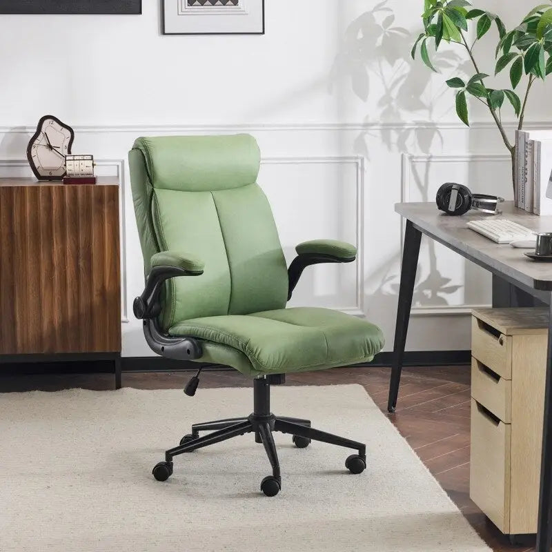 Mid-Back Swivel Office Chair with Folding Armrests and Ergonomic Support