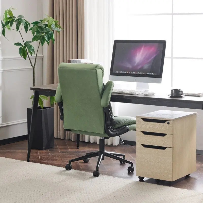 Mid-Back Swivel Office Chair with Folding Armrests and Ergonomic Support
