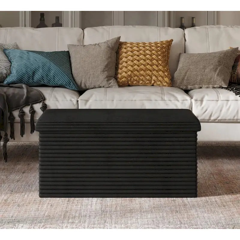 Upholstered Tufted Folding Storage Bench Multi-Color Fabric Ottoman