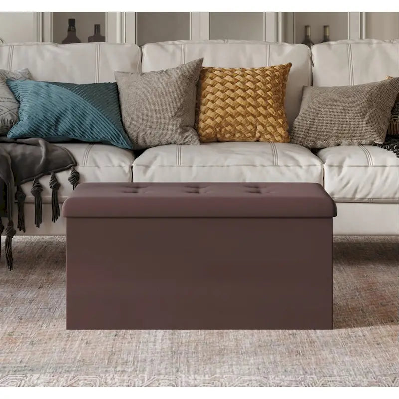 Upholstered Tufted Folding Storage Bench Multi-Color Fabric Ottoman
