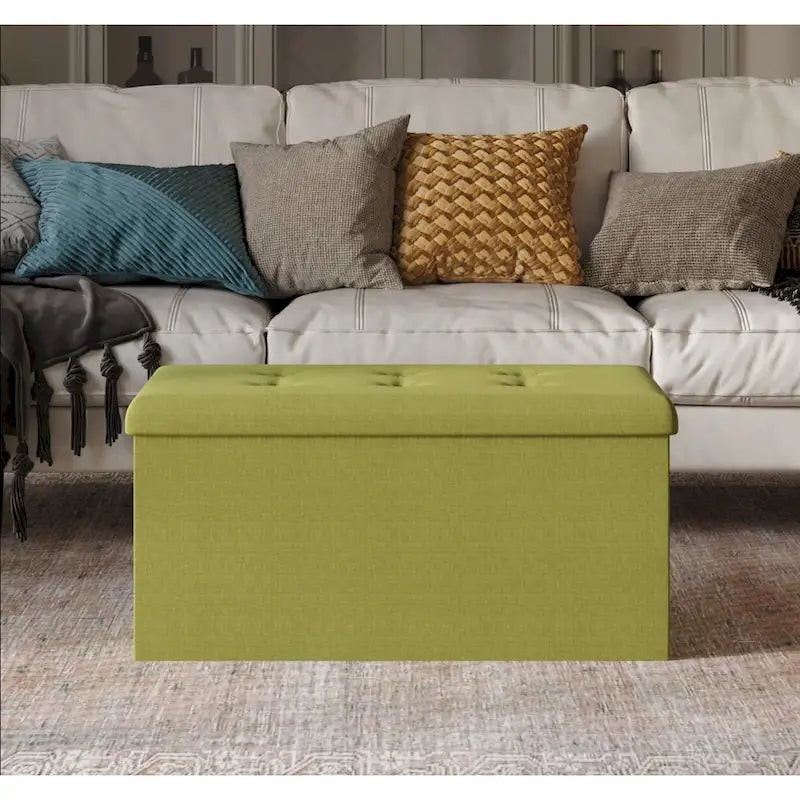 Upholstered Tufted Folding Storage Bench Multi-Color Fabric Ottoman