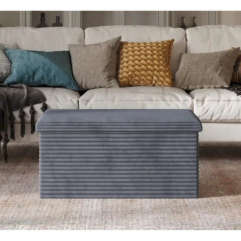 Upholstered Tufted Folding Storage Bench Multi-Color Fabric Ottoman