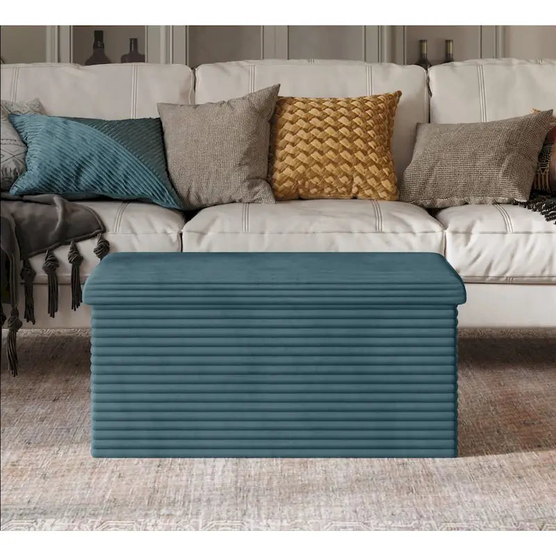 Upholstered Tufted Folding Storage Bench Multi-Color Fabric Ottoman