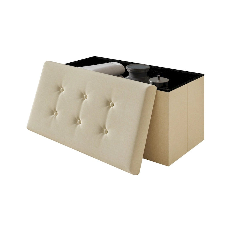Upholstered Tufted Folding Storage Bench Multi-Color Fabric Ottoman