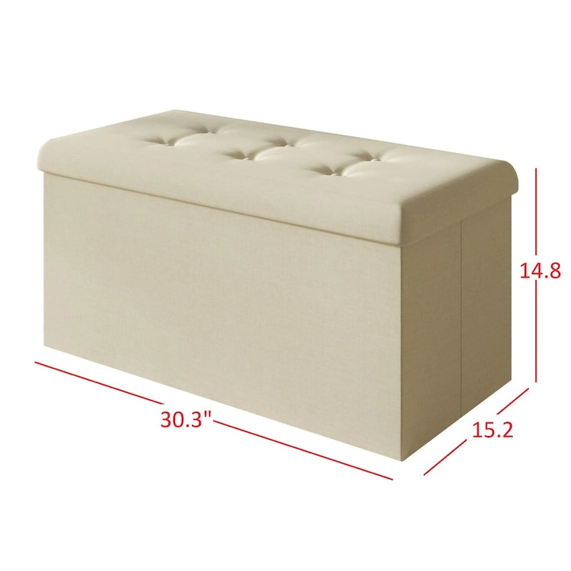Upholstered Tufted Folding Storage Bench Multi-Color Fabric Ottoman