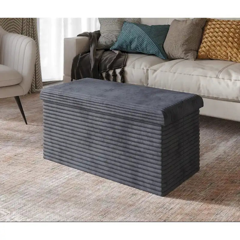 Upholstered Tufted Folding Storage Bench Multi-Color Fabric Ottoman