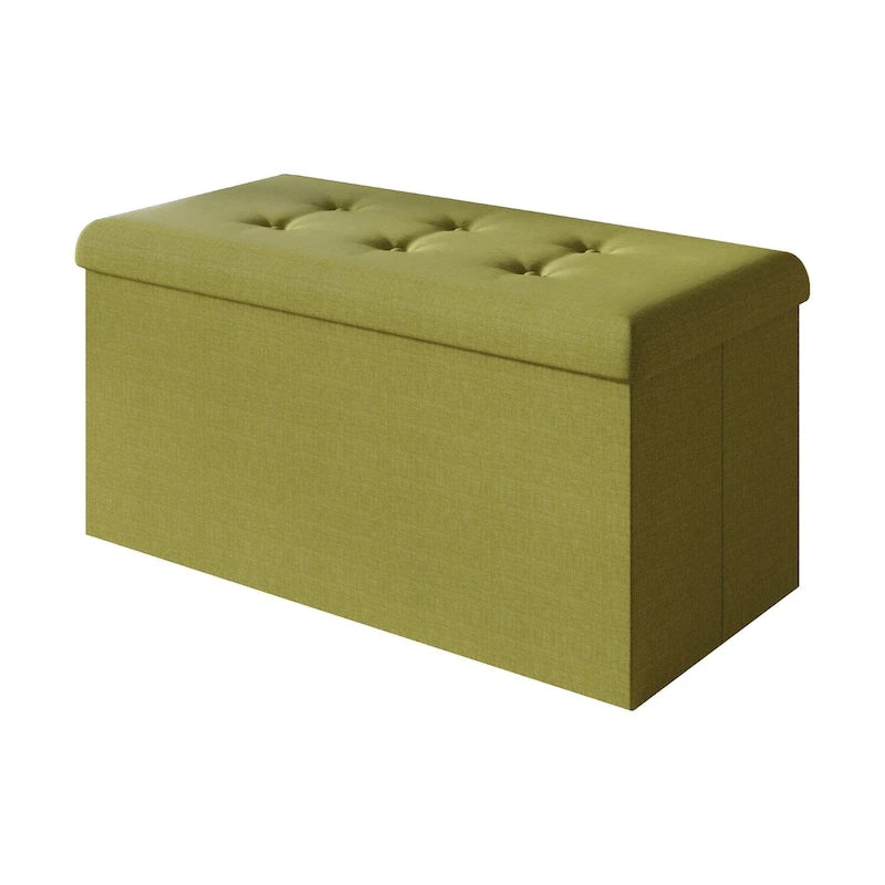 Upholstered Tufted Folding Storage Bench Multi-Color Fabric Ottoman