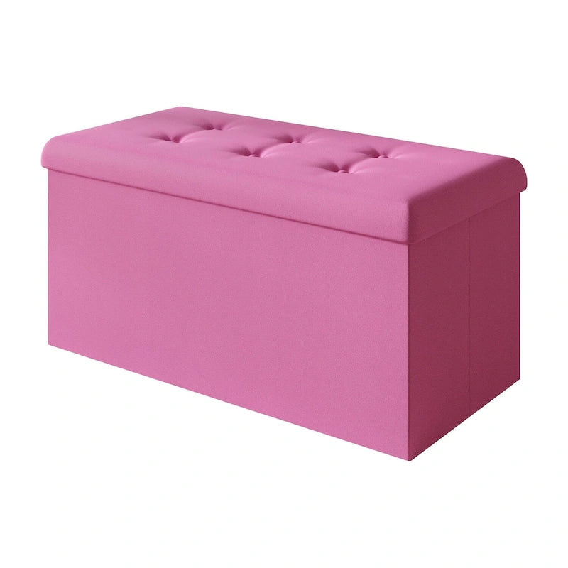 Upholstered Tufted Folding Storage Bench Multi-Color Fabric Ottoman
