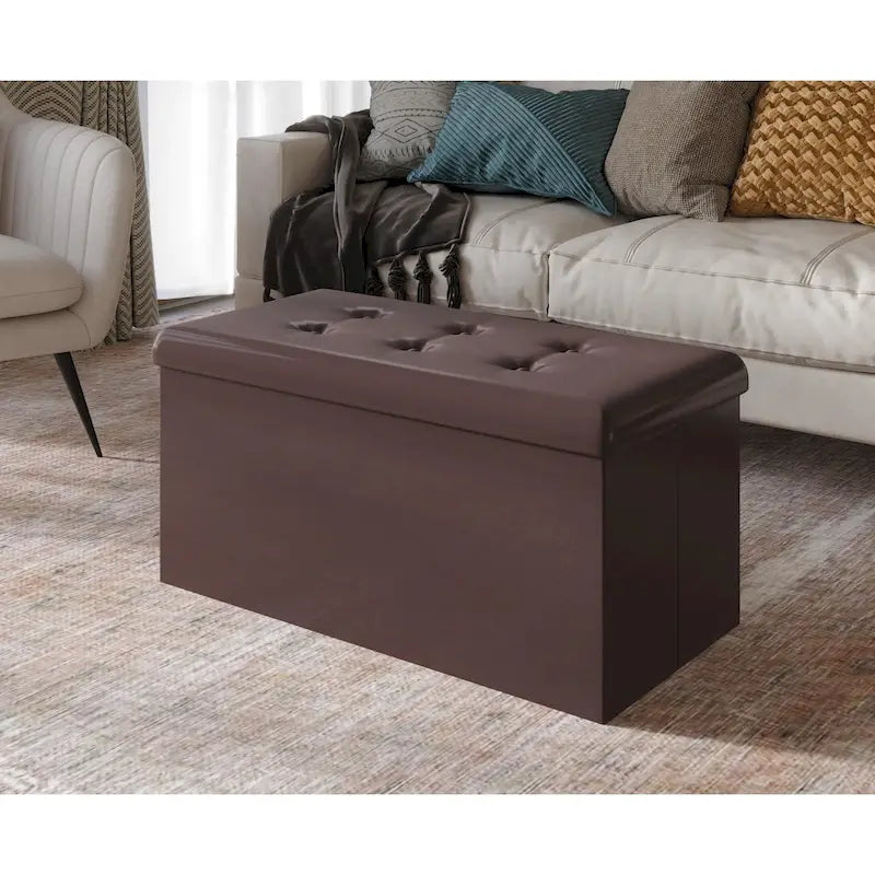 Upholstered Tufted Folding Storage Bench Multi-Color Fabric Ottoman