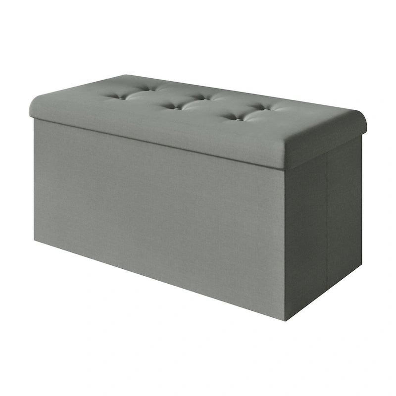 Upholstered Tufted Folding Storage Bench Multi-Color Fabric Ottoman