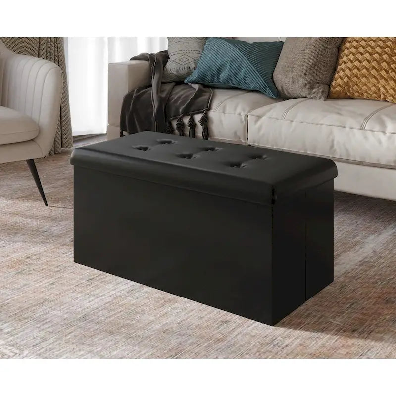 Upholstered Tufted Folding Storage Bench Multi-Color Fabric Ottoman