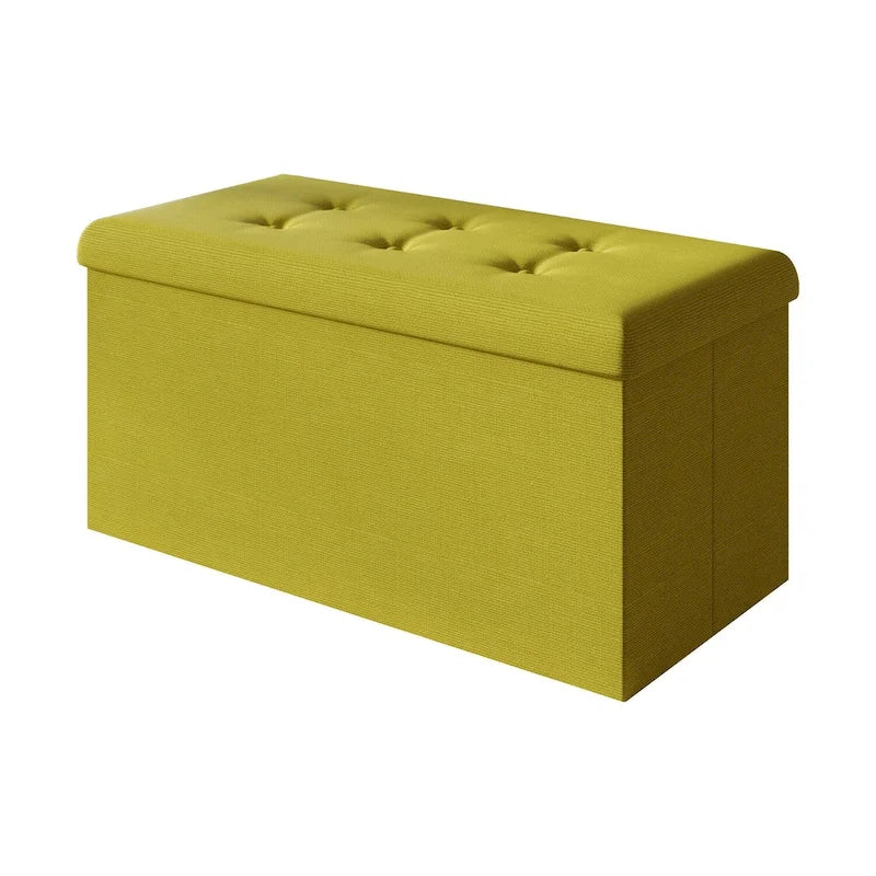 Upholstered Tufted Folding Storage Bench Multi-Color Fabric Ottoman