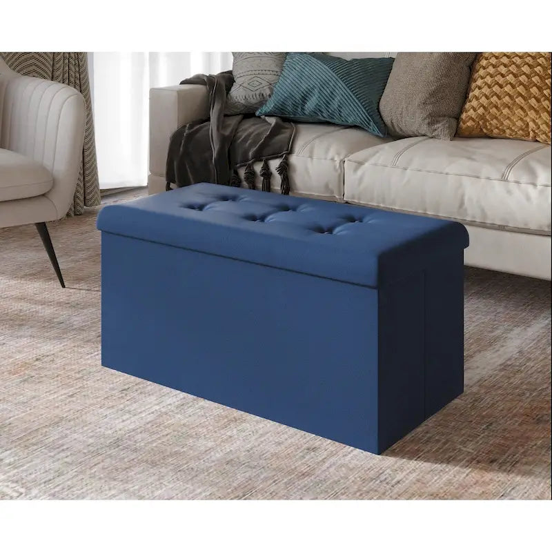Upholstered Tufted Folding Storage Bench Multi-Color Fabric Ottoman
