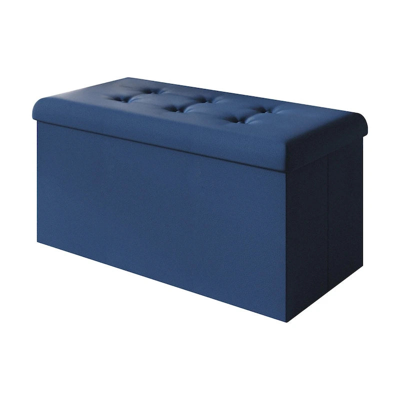 Upholstered Tufted Folding Storage Bench Multi-Color Fabric Ottoman