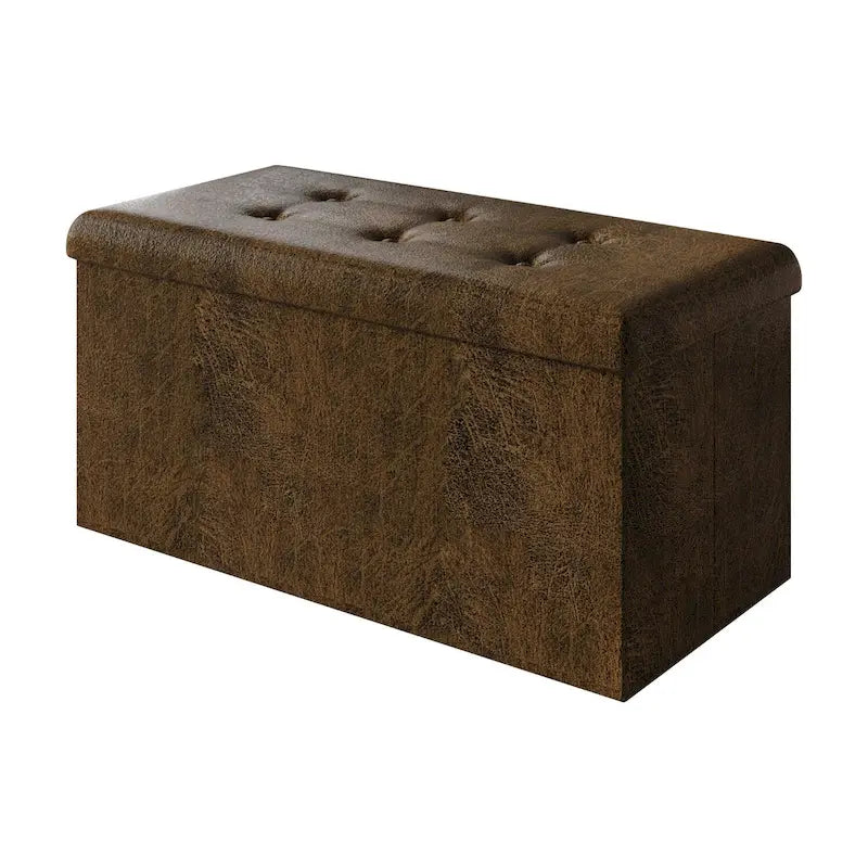 Upholstered Tufted Folding Storage Bench Multi-Color Fabric Ottoman
