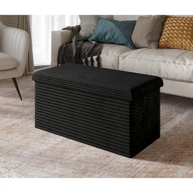Upholstered Tufted Folding Storage Bench Multi-Color Fabric Ottoman