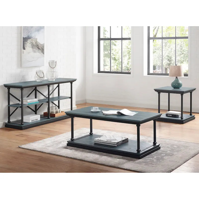 Transitional Square End Table with Lower Shelf Multi-Finish Wood Tones