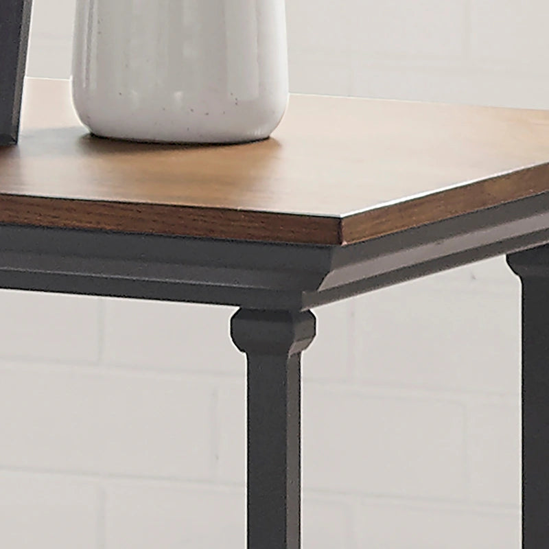 Transitional Square End Table with Lower Shelf Multi-Finish Wood Tones