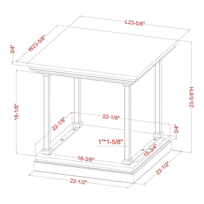 Transitional Square End Table with Lower Shelf Multi-Finish Wood Tones