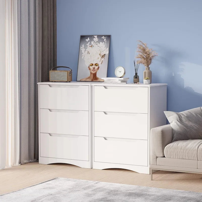 4 Drawer Dresser Chest of Drawers White for Bedroom, Modern Vertical Storage Dressing Table