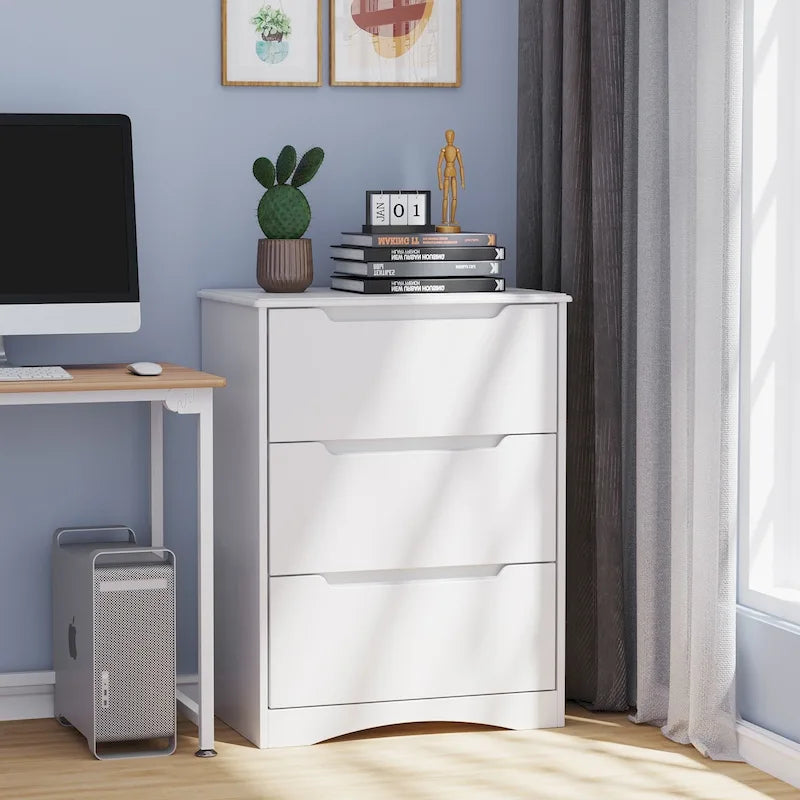 4 Drawer Dresser Chest of Drawers White for Bedroom, Modern Vertical Storage Dressing Table