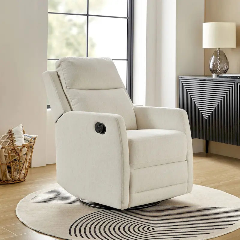360-Degree Swivel Wingback Rocking Recliner with Pocket Springs, Beige, Grey, Navy