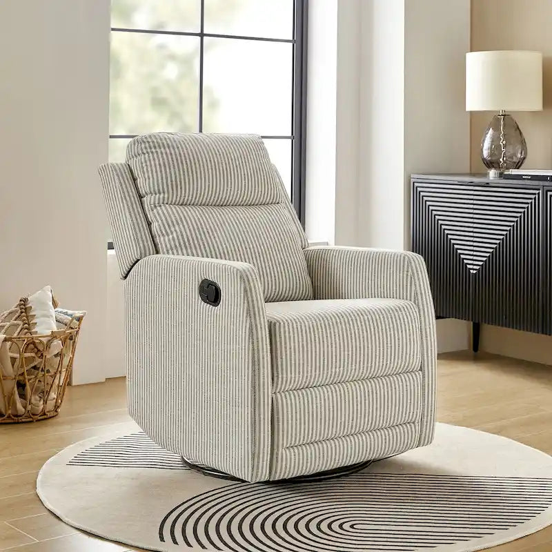 360-Degree Swivel Wingback Rocking Recliner with Pocket Springs, Beige, Grey, Navy