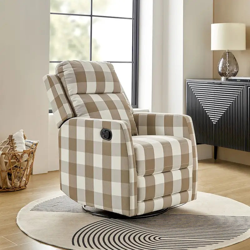 360-Degree Swivel Wingback Rocking Recliner with Pocket Springs, Beige, Grey, Navy