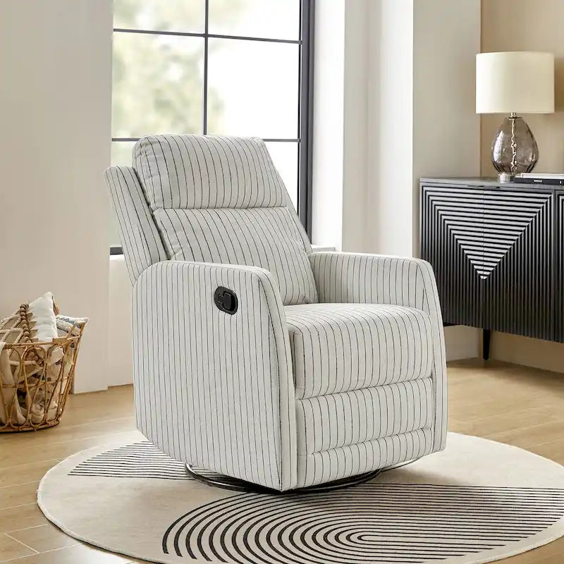 360-Degree Swivel Wingback Rocking Recliner with Pocket Springs, Beige, Grey, Navy